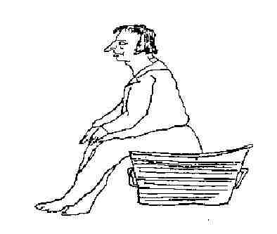 Longfellow im Sitzbad / Karrikatur von F. Freiligrath